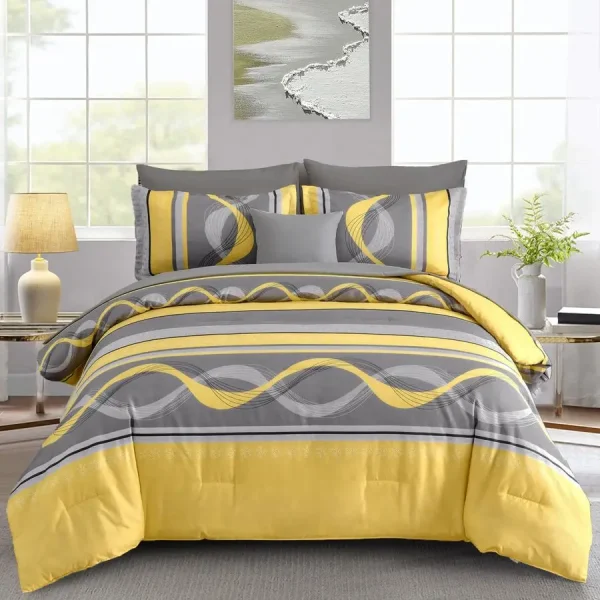 Yellow Comforter Set Queen Size,8 Pieces Bed in a Bag