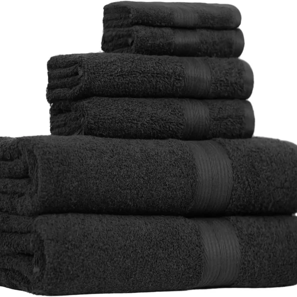 SUNTUG Basics 6 Piece Oversized 100% Cotton Bathroom Towel Set Fade Resistant
