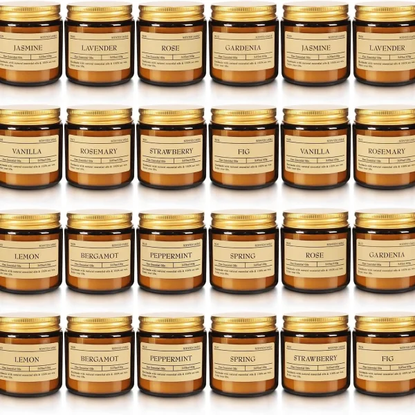 24 Pack Scented Soy Candles, Long-Lasting