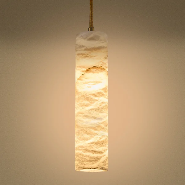 Natural Alabaster LED Pendant Light White Marble Chandelier