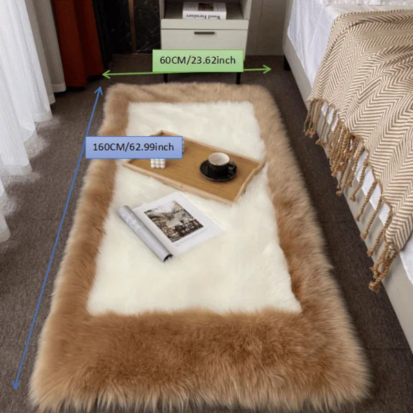 1pc Soft Fluffy Sheepskin Rug - Non-Slip Machine Washable