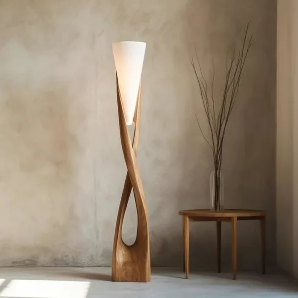 Handmade Solid Wood Creative Shaped Floor Lamp Wabi-sabi