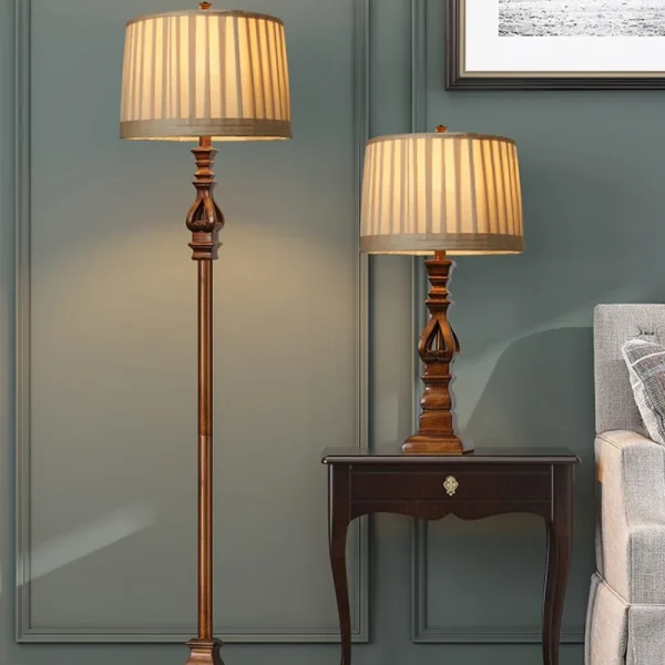 American Vintage Retro Floor Lamp with Remote Control Resin Iron