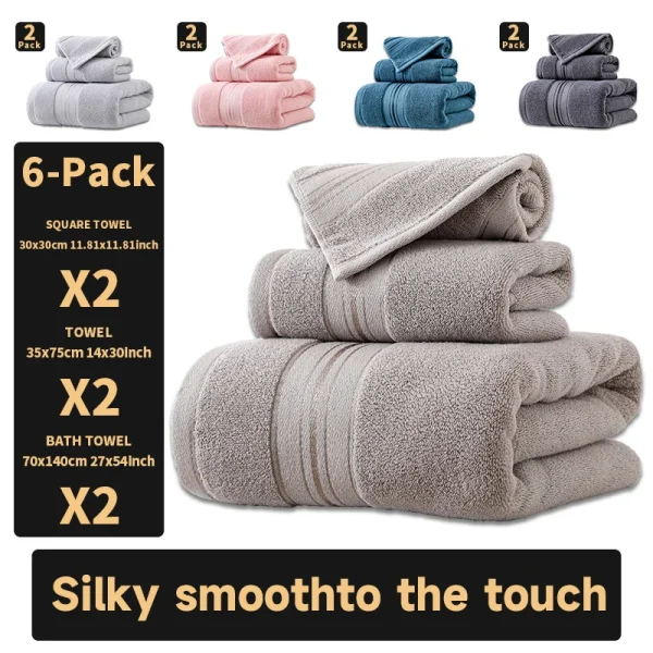 6-Piece Bath Towel Set Thickened